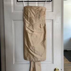 Strapless silk dress with large sash/bow